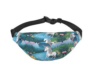 Running Unicorns - Riñonera cruzada para niños, bolsa de cintura grande de viaje para deportes, correr, ciclismo, viajes, pesca, color negro, talla única