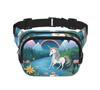 Running Unicorns - Riñonera cuadrada de doble capa con correa ajustable para correr, viajar, senderismo, negro, talla única, negro, talla única, Black, Talla única