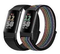 Runostrich Pulsera de nailon Sport Loop compatible con Fitbit Charge 5 bandas, correa de reloj de nailon suave de reemplazo transpirable ajustable para mujeres y hombres para Charge Fitness Tracker