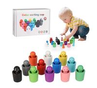 runpeak Taza clasificadora de colores - Colores para clasificar juguetes de madera, colores para niños de 2 años, juego de colores, juego de clasificación de colores, taza de clasificación de colores
