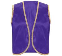 RUNQHUI - Disfraz árabe príncipe para hombre, chaleco sin mangas, disfraz oriental de Halloween, carnaval, disfraz de Cosplay a morado oscuro S
