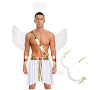 Runqhui - Disfraz de ángel cupido amor arco flecha corazón + alas de ángel Navidad fiesta disfraz carnaval cosplay Halloween blanco XXL