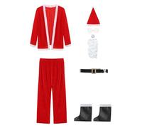 Runqhui - Disfraz de Papá Noel para hombre, adulto, 9 unidades, conjunto de disfraces, conjunto de disfraces, color rojo y 5XL
