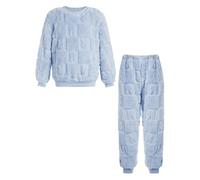 RUNQHUI Enfant Niña Niño Conjunto de Pijama de Franela Polar Cálido Ropa de Noche Camiseta de Manga Larga y Pantalón de Invierno Sleepwear 1-14 Años, azul, 13-14 Años
