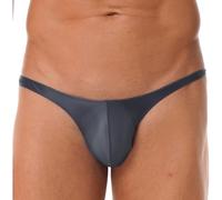 RUNQHUI Tanga para hombre sexy bikini slip de baño brillante traje de baño corto cintura baja Tanga Mini Slip M-XXL, gris, XL