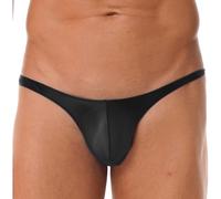 RUNQHUI Tanga para hombre sexy bikini slip de baño brillante traje de baño corto cintura baja Tanga Mini Slip M-XXL, Negro , XL