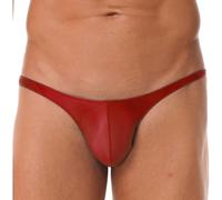 RUNQHUI Tanga para hombre sexy bikini slip de baño brillante traje de baño corto cintura baja Tanga Mini Slip M-XXL, rojo, L