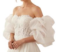 RUNRAYAY 1 par de mangas abullonadas extraíbles de organza blanca, mangas desmontables para vestido de novia, manga nupcial para regalo de boda, accesorios nupciales, banquetes de ópera, fiesta