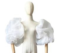 RUNRAYAY 1 par de mangas de novia abullonadas extraíbles de organza blanca, manga abombada desmontable para vestido de novia, accesorios nupciales para vestido de novia