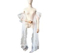 RUNRAYAY 1 par de mangas desmontables estilo trapeador súper largas para boda, mangas abullonadas extraíbles blancas para vestidos de novia, vestidos de noche de graduación