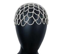 RUNRAYAY 1920S Crystal Cap Mesh Headsel Rhinestone Chain Roaring 20s Great Gatsby Accesorios para el cabello para Art Deco Party
