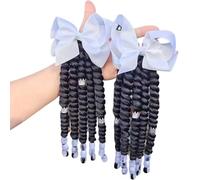 RUNRAYAY 2 piezas Extensión de Coleta Infantil Blanca con Cuentas y Trenzas, Accesorios de Cabello con Cuentas para Niñas de 20 cm