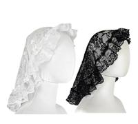 RUNRAYAY - 2 velos de encaje floral con diseño plisado para cubrir la cabeza, mantilla latina para misa, velos católicos, pañuelo corto para la cabeza para novias, A