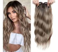 RUNRAYAY 22 Inch Wavy Hair Topper for Women with Thinning Hair, Natural Lightweight Hairpiece for Women with Base, Adds Volume & Length, 2#