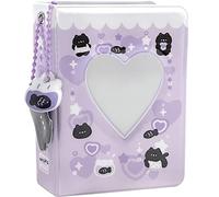 runrayay 3 Pulgadas Gato Encantador KPOP Photocard Holder Libro con Colgante, 40 Mini álbum de Bolsillo, KPOP álbum de Fotos Photocard Holder Amor Hueco álbum de Fotos, púrpura