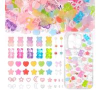 RUNRAYAY 400 Charms para fundas de teléfono, fundas de teléfono DIY, charms para uñas, diamantes de imitación de resina brillantes, osos, lazos, estrellas, amor, dulces, cuentas, etc.