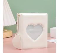 runrayay Álbum de Tarjetas fotográficas de 3 Pulgadas KPOP Mini Carpeta de Fotos con Colgante, Corazón de Amor Blanco Hueco Photocard ID Holder para Tarjeta de Visita Photocard Holder, 32 Bolsillos