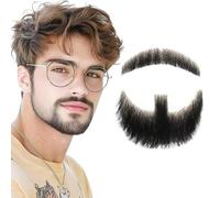 RUNRAYAY Barba y Bigote Falsos Realistas, Vello Facial Falso, Barba de Chivo y Bigote con Encaje Invisible y Adhesivo, para Halloween, Teatro, Fiestas, Cine y Cosplay - Modelo B