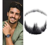 RUNRAYAY Barba y Bigote Falsos Realistas, Vello Facial Falso, Barba de Chivo y Bigote con Encaje Invisible y Adhesivo, para Halloween, Teatro, Fiestas, Cine y Cosplay - Modelo A