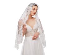 RUNRAYAY Blanco Triángulo velo, velos de la catedral, el velo de encaje Mantilla Iglesia Católica Capilla Bufanda de la cabeza para las mujeres