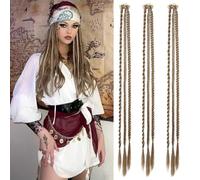 RUNRAYAY Braid Extensions, clip en extensiones de cabello trenzas para bebés, 3 trenzas en un clip 6 trenzas en total, 22 "de horquilla sintética suave natural de 22" de largo rubia