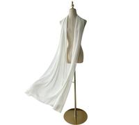 RUNRAYAY Bridal Neckerchief for Wedding, 142 Inch Long Chiffon Scarf for The Bride White Bridal Scarf Wridal Vintage Wedding Scarf for Bridal Ceremony and Reception - White
