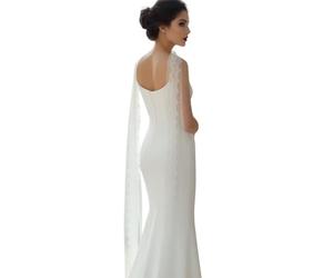RUNRAYAY Bufanda De Cuello Nupcial De Encaje Blanco Larga para Boda, Bufanda De Velo De Novia De 146 Pulgadas para Novia, Envoltura De Tul Minimalista para Ceremonia, Fuga, Recepción Nupcial