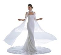 RUNRAYAY Bufanda de encaje blanca para novia, larga para boda, 146 pulgadas, bufanda de velo de gasa para novia, envoltura de tul minimalista para ceremonia, fuga, vestido de noche, recepción
