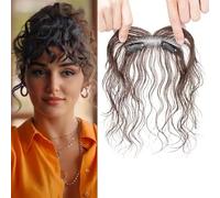 RUNRAYAY Clip en flequillo, flequillo de cabello humano con 2 clips no deslizados, 360 ° Cubra de cabello con cabello fetal flequillo para mejorar las características faciales de las mujeres, marrón