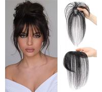 RUNRAYAY Clip in Bangs, 360 ° 3D Cubierta Cabello Toppers para mujeres con cabello adelgazante, piezas de toppers de clip de bangs de 10 pulgadas para mujeres de uso diario, negro natural, negro