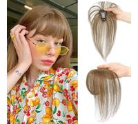 RUNRAYAY Clip in Bangs, 360 ° 3D Toppers de cabello para mujeres con cabello adelgazante, 10 pulgadas Bangs Clip Pieces para mujeres de uso diario, marrón claro
