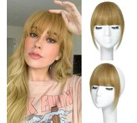 RUNRAYAY Clip In Bangs, Bangs Clube On for Women Human Hair Wispy Bangs Pieves for Women Clip en Fake Bangs Extensión para el cabello para mujeres Diario, rubio de ceniza