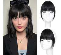 RUNRAYAY Clip in Bangs, Bangs Hair Cent On for Women Human Hair Wispy Bangs Pieves for Women Clip en Bangs Fake Hair Extension for Women Daily Wear, Negro