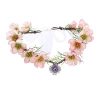 RUNRAYAY Corona de elfo de bosque con flores rosas, tocado de corona de elfo de bosque, diadema de hojas de flores para mujer, medieval, Ren Faire, Renacimiento, Halloween, Cosplay, E