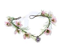RUNRAYAY Corona de elfo de flores rosas, diadema con gotas de agua, diadema gótica de flores, tiara de bosque élfica para mujer, disfraz de feria renacentista, sesión de fotos de cosplay Halloween, D
