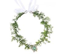 RUNRAYAY Corona de elfo del bosque verde con cristal, corona de elfo del bosque, diadema de flores, diadema de hojas para mujer, medieval, Ren Faire, renacimiento, Halloween, cosplay, F
