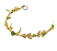 RUNRAYAY Corona de elfo lunar dorada hecha a mano, diadema de elfo con diseño de bosque, tiara de diosa hada, accesorio de reina medieval para mujeres y niñas, cosplay de Halloween, accesorio