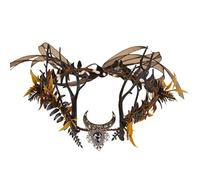 RUNRAYAY Corona de elfo negra hecha a mano RUNRAYAY, tocado de hada oscura lunar, diadema floral gótica para mujeres y niñas, accesorios de fiesta de cosplay de Halloween renacentistas medievales, B