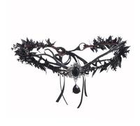 RUNRAYAY Corona de hada elfo renacentista negra RUNRAYAY, tocado con cristales, tiara gótica de hojas oscuras, diadema de bruja del bosque, accesorios de cosplay para boda E