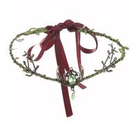 RUNRAYAY Corona de Hada Verde con Flores y Hojas para Mujer, Tiara de Princesa Elfa Lunar, Tocado de Elfo para Cosplay, Disfraz de Halloween, Sesión de Fotos, Boda.