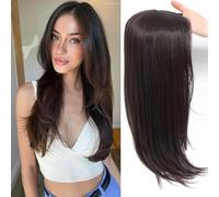 RUNRAYAY Corte de pelo de 50 cm para mujer, flequillo 3D con cobertura de 360° para mujeres con cabello fino, flequillo con clip para la raya al medio (marrón)