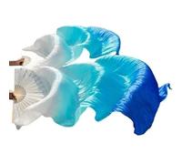 RUNRAYAY danza del vientre imita a los fanáticos del vestido de seda, 1 par (izquierda + derecha) imita al vestido de bambú de seda, 1.5M danza del vientre manual danza fan de seda, espectáculo (azul)