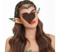 runrayay Diadema de hoja de diamantes de imitación verde para Halloween, orejas de elfo de metal, disfraz de hada, corona de princesa, cosplay para mujer.