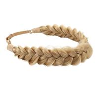 RUNRAYAY Diadema trenzada de 3 mechones de cabello sintético, clásica, gruesa, ancha, elástica, accesorio de belleza para mujer y niña (Rubio XL61327)