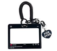 RUNRAYAY Dialog Box Clear Acrylic Kpop Photocard Holder Credit ID Card Protective Case Photo Display Holder Bag Pendant Keychain - Black