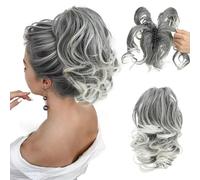 RUNRAYAY Extensión de cola de caballo corta de cabello humano con pinza de 25 cm, flexible para peinados DIY, moño liso despeinado para uso diario 1B-171T60