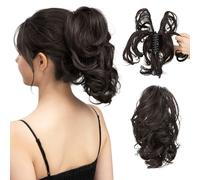 RUNRAYAY Extensión de cola de caballo corta de cabello humano con pinza de 25 cm, flexible para peinados DIY, moño liso y despeinado para mujeres, postizos gruesos, 4#