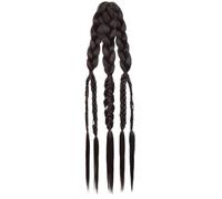 RUNRAYAY Extensiones de cabello vikingo para hombre, trenza de cola de caballo con clip artesanal de 14 pulgadas, accesorio de cabello para disfraz vikingo y de renacimiento - Marrón oscuro.