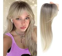 RUNRAYAY Hair Topper, 360 ° 3D Cabello Toppers para mujeres con cabello adelgazante, piezas de 18 pulgadas de largo para mujeres con flequillo en la parte media, rubia RT6/22/613a#