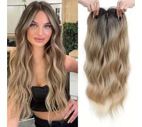 RUNRAYAY Hair Topper, Big Base 360° 3D Hair Toppers for Women with Thinning Crown, 22 Inch Long Curly Wavy Hair Pieces for Daily Use Parties, 5#